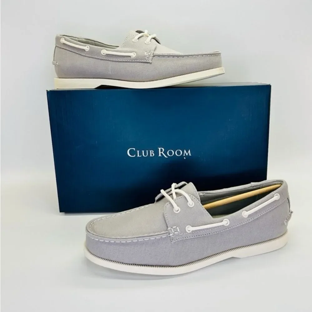 Club Room Men's Elliot Gray Canvas Boat Shoes